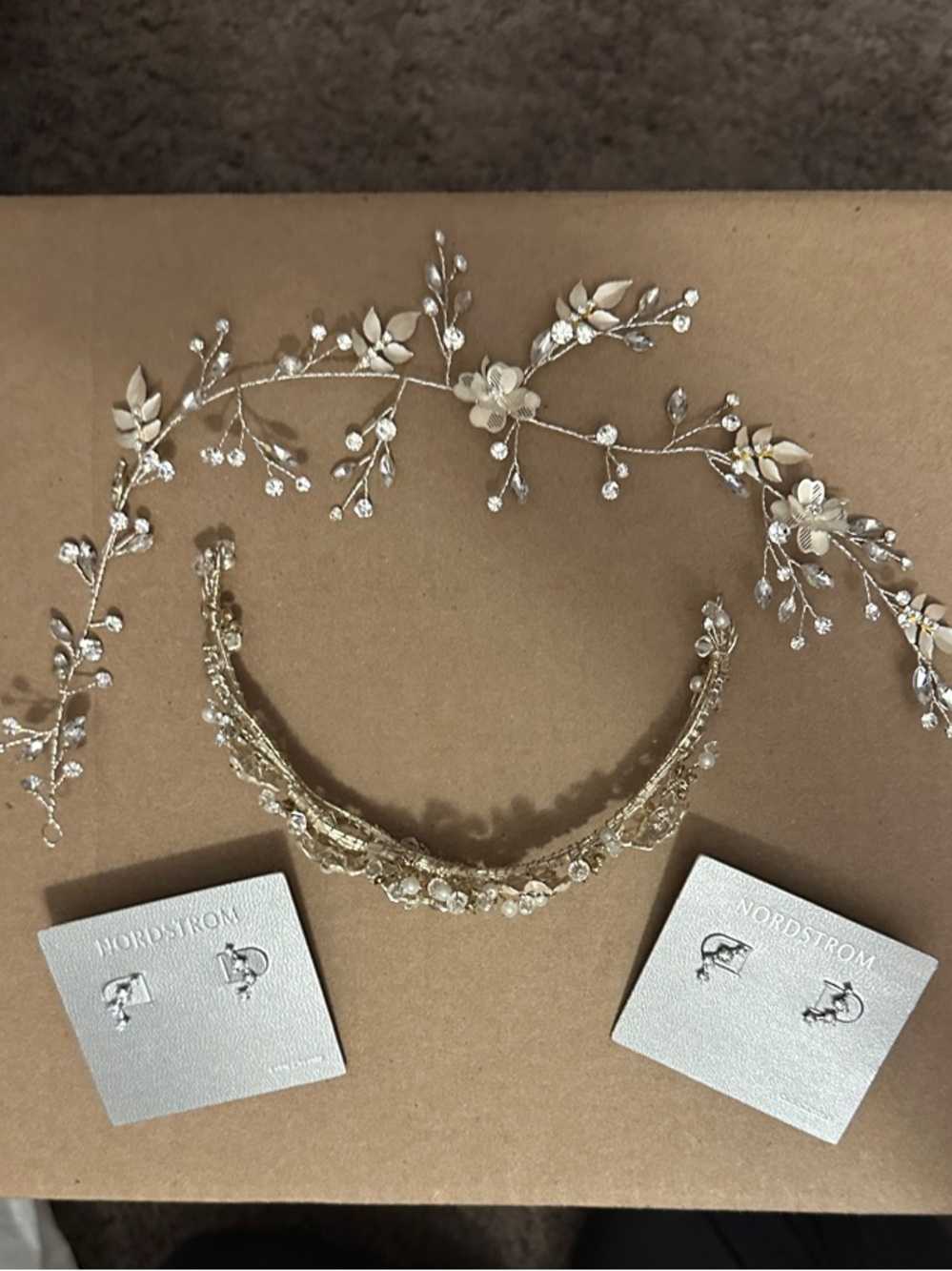 Silver Floral Crystal Hair Vine and Tiara Set